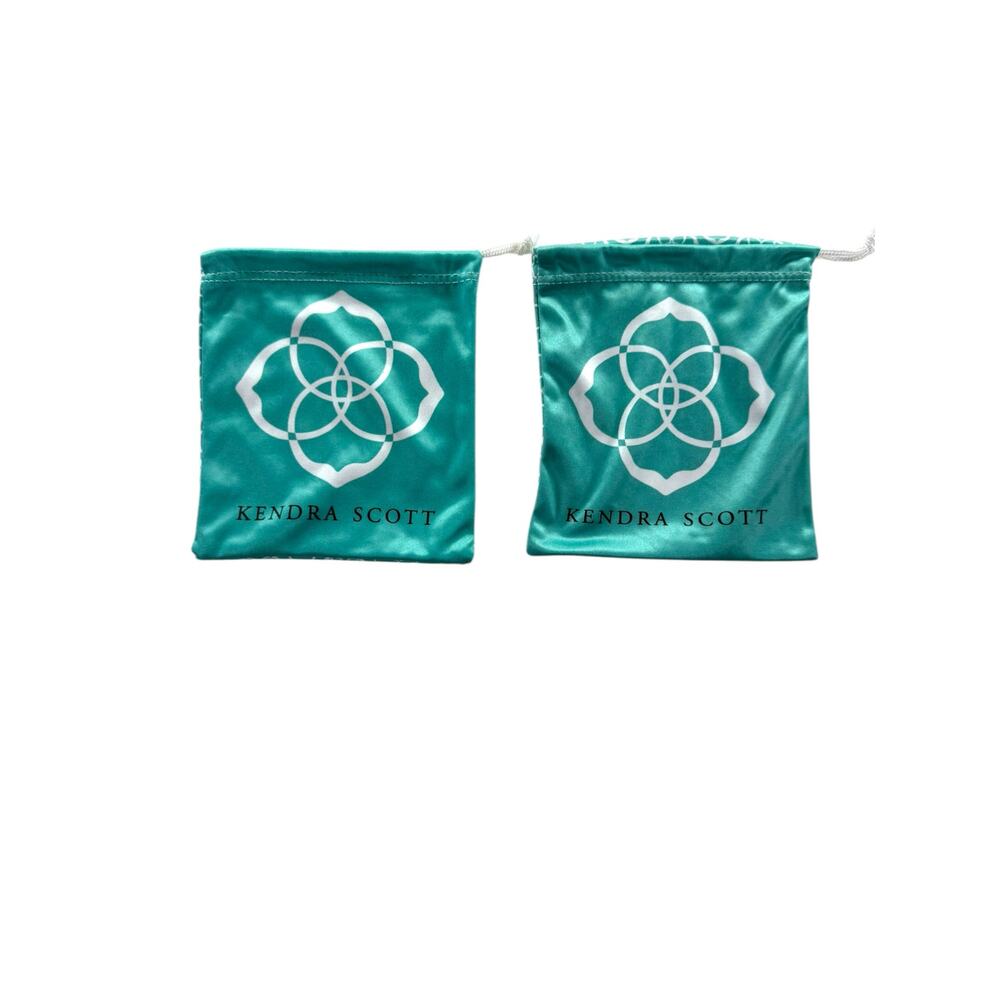 Kendra Scott Jewelry Pouches Set of 2 Blue White Drawstring Accessory Gift Bag